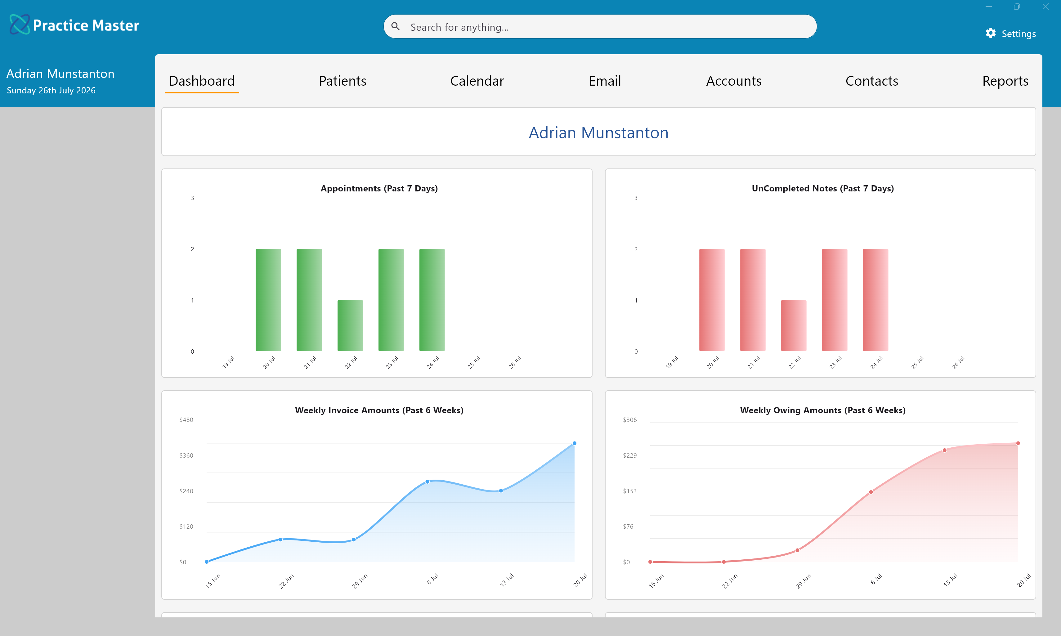 Practice Master Pro full-featured practice dashboard software