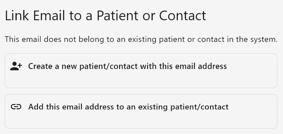 Linking an email address to a patient or contact in Practice Master Pro