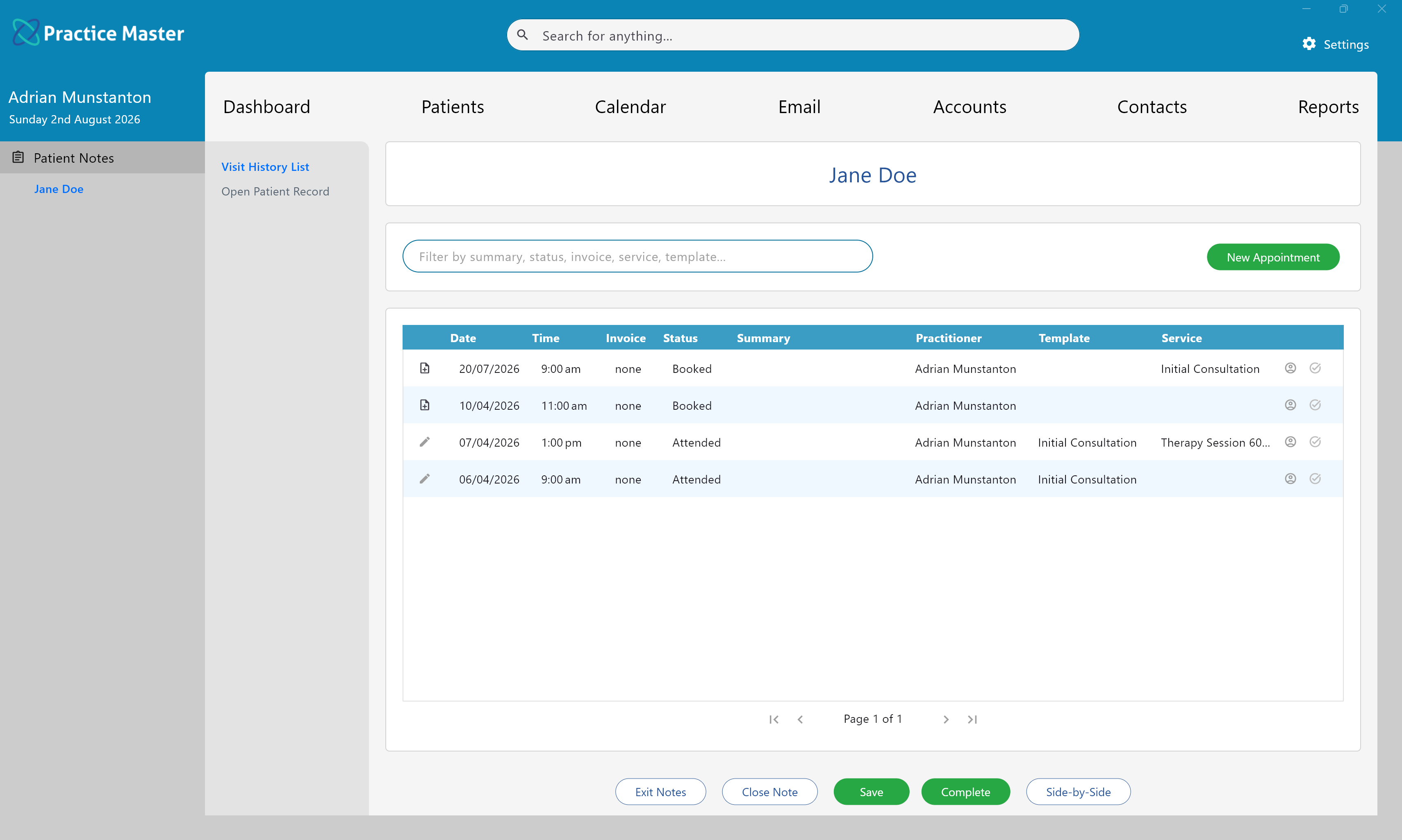 Practice Master Pro lockable patient notes software